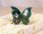 Moss Agate Butterfly Carving