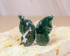 Moss Agate Butterfly Carving