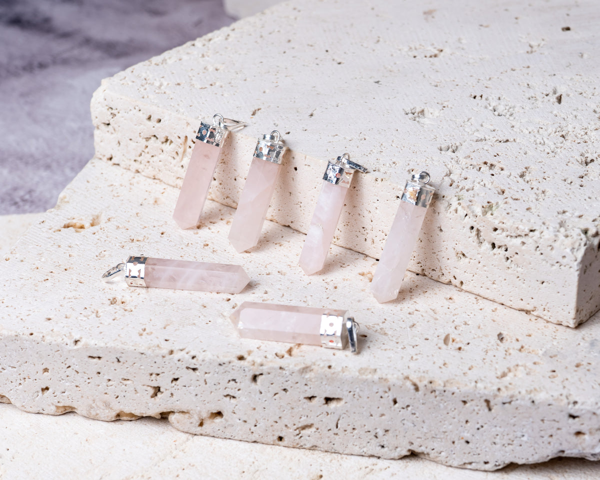 Rose Quartz Pencil Pendant